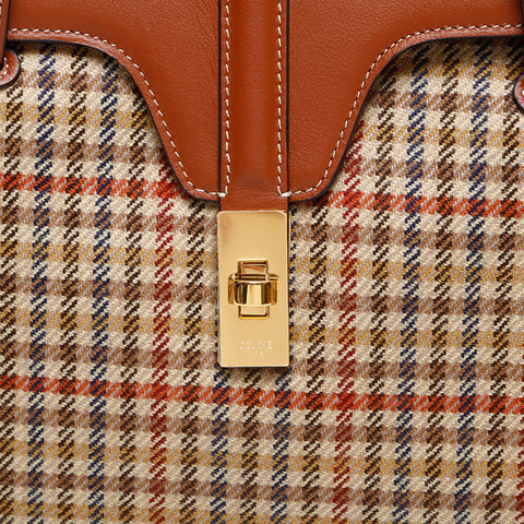 CELINE Teen Soft 16 Medium Canvas Shoulder Bag Brown WS20033