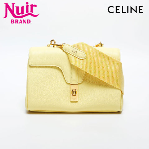 CELINE Teen Soft 16 Leather Shoulder Bag yellow WS20034