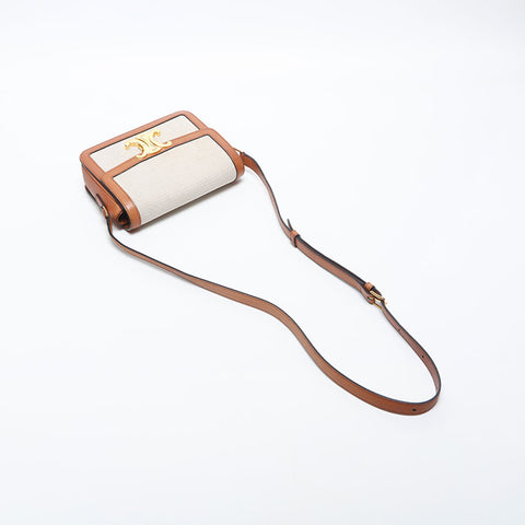 CELINE Jacquard Canvas Claude Triomphe Shoulder Bag beige WS20035