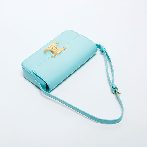 CELINE Leather Triomphe Claude Shoulder Bag green WS20037