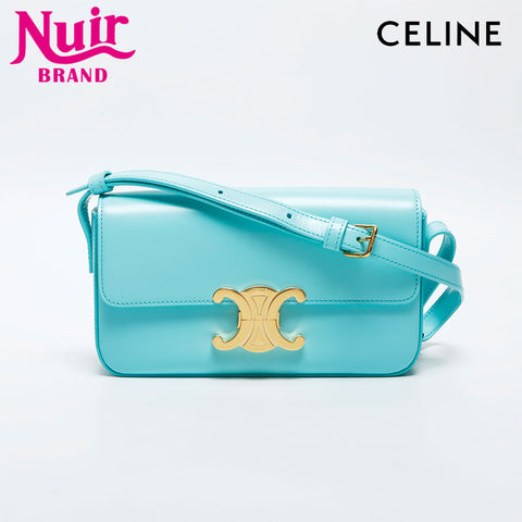 CELINE Leather Triomphe Claude Shoulder Bag green WS20037