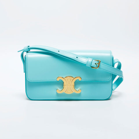 CELINE Leather Triomphe Claude Shoulder Bag green WS20037