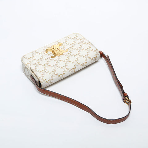 CELINE Claude Macadam Shoulder Bag white WS20038