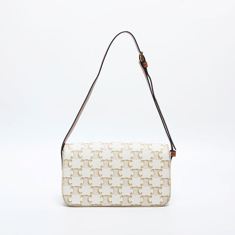 CELINE Claude Macadam Shoulder Bag white WS20038