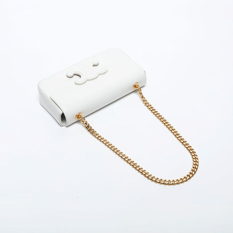 CELINE Leather Triomphe Shoulder Bag white WS20040