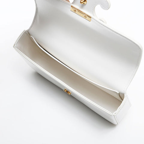 CELINE Leather Triomphe Shoulder Bag white WS20040