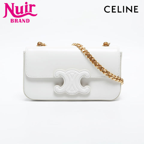 CELINE Leather Triomphe Shoulder Bag white WS20040