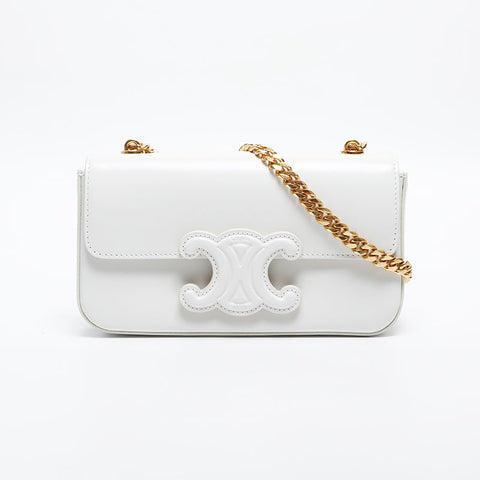 CELINE Leather Triomphe Shoulder Bag white WS20040