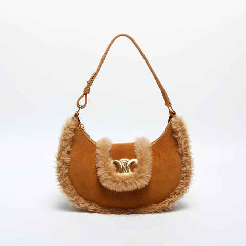 CELINE Mouton Triomphe Ava Shoulder Bag beige WS20041