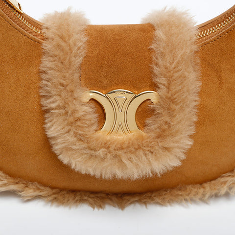 CELINE Mouton Triomphe Ava Shoulder Bag beige WS20041