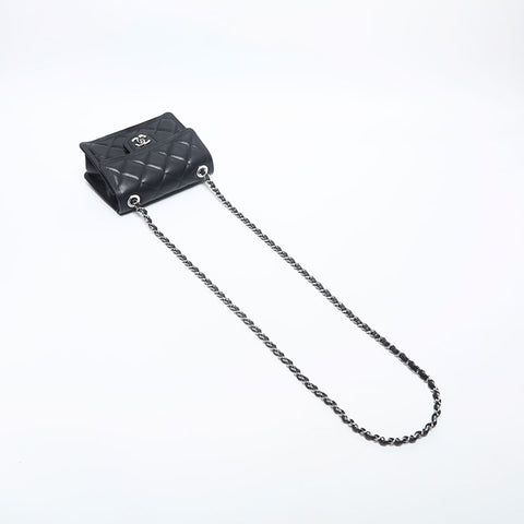 CHANEL IC Plate 6.7 英寸迷你翻盖包单肩包黑色 WS20042