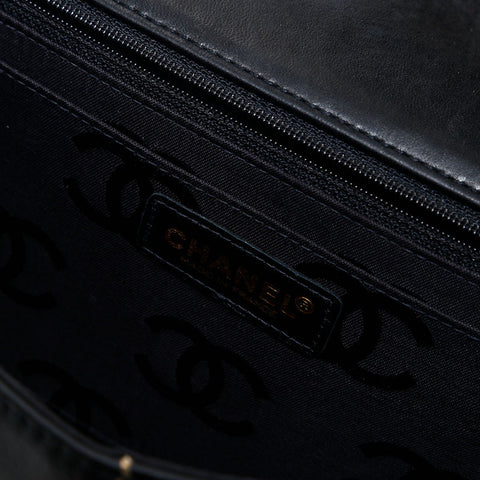 極美品 シャネル CHANEL 7番台 2001-2002 チョコバー レザー ショルダーバッグ  ブラック WS20043