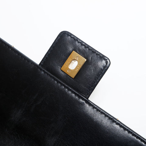 極美品 シャネル CHANEL 7番台 2001-2002 チョコバー レザー ショルダーバッグ  ブラック WS20043
