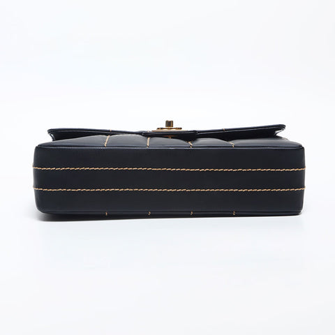 CHANEL No. 7 2001-2002 Chocolate Bar Leather Shoulder Bag black WS20043