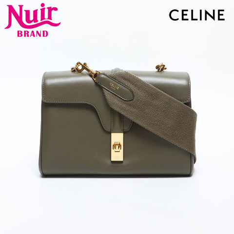 CELINE Teen Soft 16 Leather Shoulder Bag green WS20044