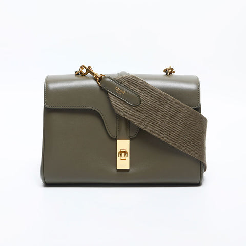 CELINE Teen Soft 16 Leather Shoulder Bag green WS20044