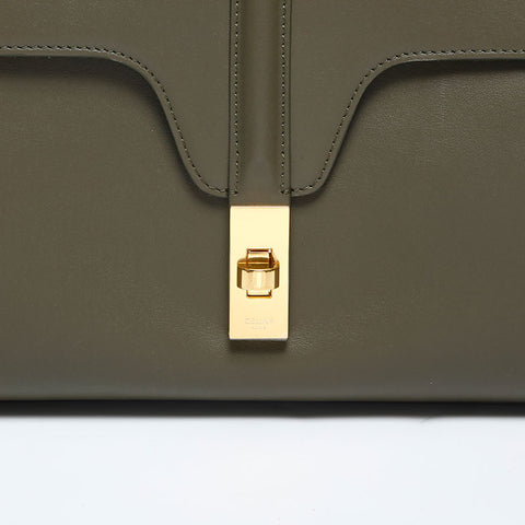 CELINE Teen Soft 16 Leather Shoulder Bag green WS20044