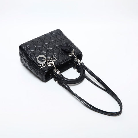 クリスチャンディオール Christian Dior レディディオール レザー 2way ミディアム フリル ハンドバッグ ブラック WS20045