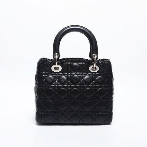 クリスチャンディオール Christian Dior レディディオール レザー 2way ミディアム フリル ハンドバッグ ブラック WS20045
