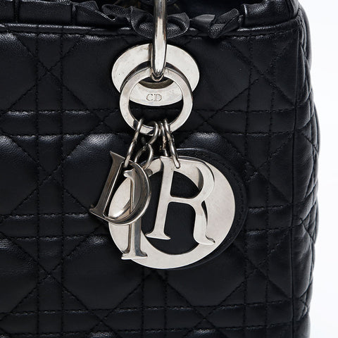 クリスチャンディオール Christian Dior レディディオール レザー 2way ミディアム フリル ハンドバッグ ブラック WS20045