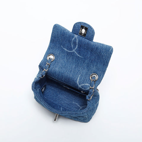 CHANEL 30s 2020-2021 Denim Mini Matelasse Shoulder Bag blue WS20046