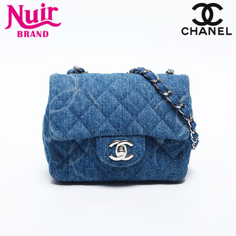 CHANEL 30s 2020-2021 Denim Mini Matelasse Shoulder Bag blue WS20046