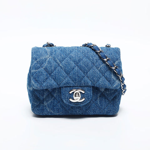 CHANEL 30s 2020-2021 Denim Mini Matelasse Shoulder Bag blue WS20046