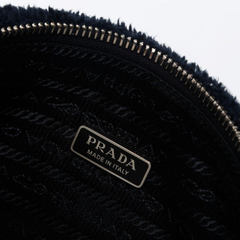 PRADA Terry Cloth Triangle Pile Shoulder Bag black WS20048