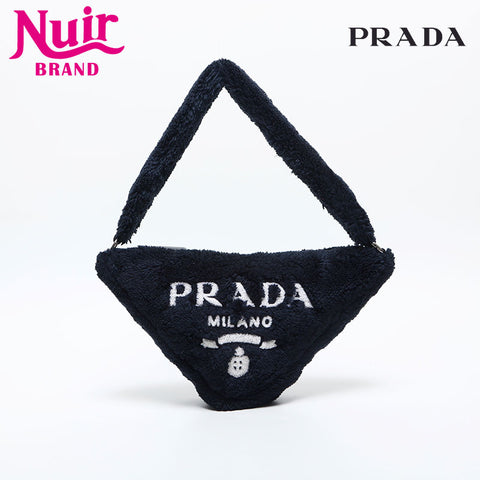 PRADA Terry Cloth Triangle Pile Shoulder Bag black WS20048