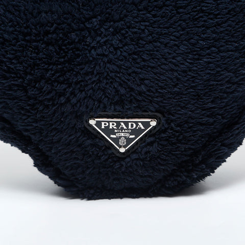 PRADA Terry Cloth Triangle Pile Shoulder Bag black WS20048