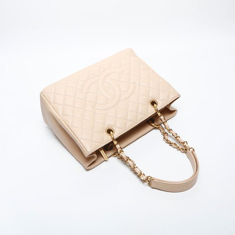 CHANEL 16th 2012-2013 Caviar Skin Shopping GST Big COCO Mark Shoulder Bag beige WS20050
