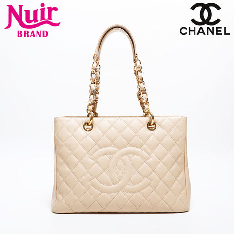 CHANEL 16th 2012-2013 Caviar Skin Shopping GST Big COCO Mark Shoulder Bag beige WS20050