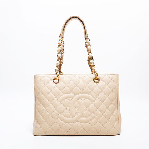 CHANEL 16th 2012-2013 Caviar Skin Shopping GST Big COCO Mark Shoulder Bag beige WS20050