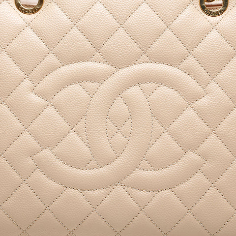 CHANEL 16th 2012-2013 Caviar Skin Shopping GST Big COCO Mark Shoulder Bag beige WS20050