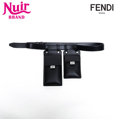 FENDI Leather Waist Pouch Waist bag black WS20051