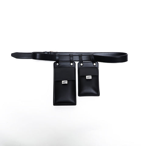 FENDI Leather Waist Pouch Waist bag black WS20051