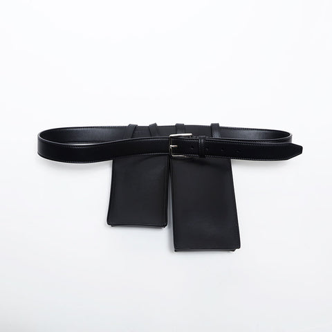 FENDI Leather Waist Pouch Waist bag black WS20051