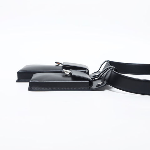FENDI Leather Waist Pouch Waist bag black WS20051