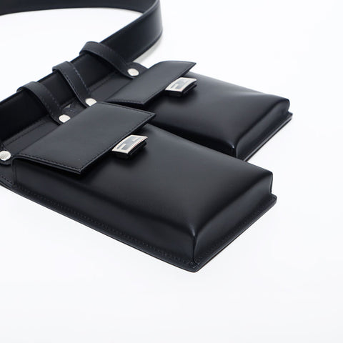 FENDI Leather Waist Pouch Waist bag black WS20051