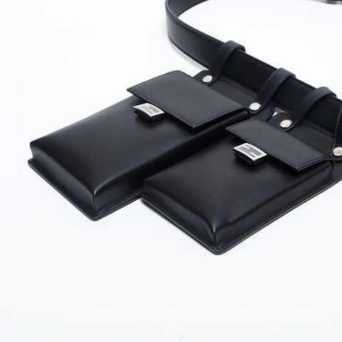 極美品 フェンディ FENDI レザー ウエストポーチ ウエストバッグ ブラック WS20051