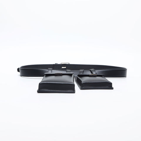 FENDI Leather Waist Pouch Waist bag black WS20051