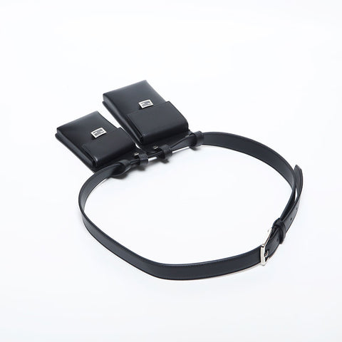 FENDI Leather Waist Pouch Waist bag black WS20051