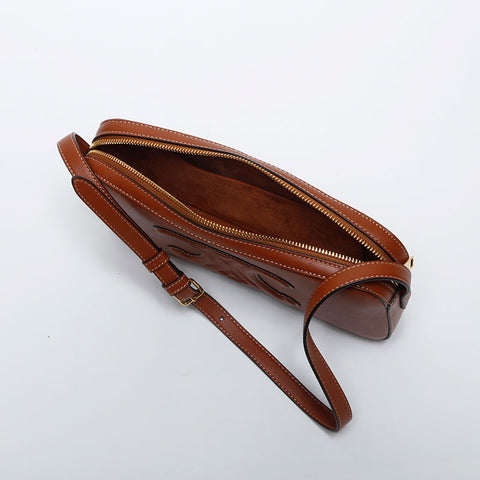 CELINE Leather Mini Triomphe Shoulder Bag Brown WS20052