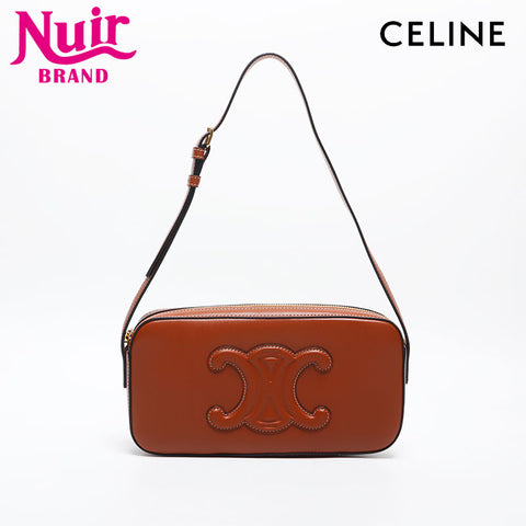 CELINE Leather Mini Triomphe Shoulder Bag Brown WS20052
