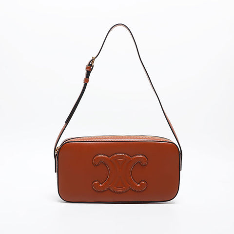 CELINE Leather Mini Triomphe Shoulder Bag Brown WS20052