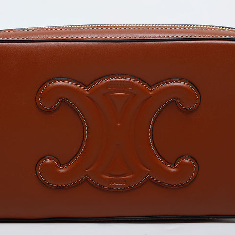 CELINE Leather Mini Triomphe Shoulder Bag Brown WS20052