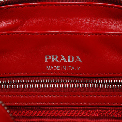 PRADA SOFT CALF IMPUN LEATHER MATELASSE Shoulder Bag Red WS20053