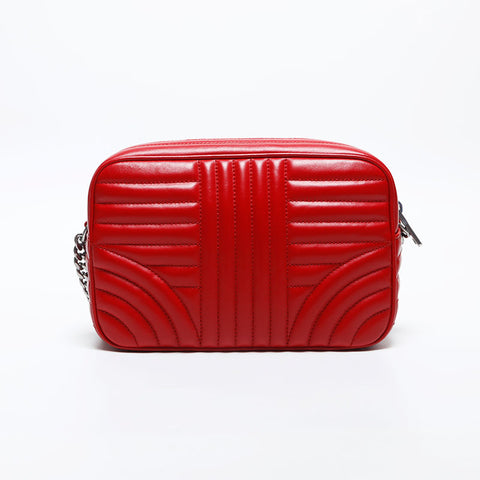 PRADA SOFT CALF IMPUN LEATHER MATELASSE Shoulder Bag Red WS20053