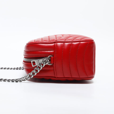 PRADA SOFT CALF IMPUN LEATHER MATELASSE Shoulder Bag Red WS20053