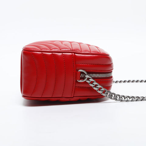 PRADA SOFT CALF IMPUN LEATHER MATELASSE Shoulder Bag Red WS20053